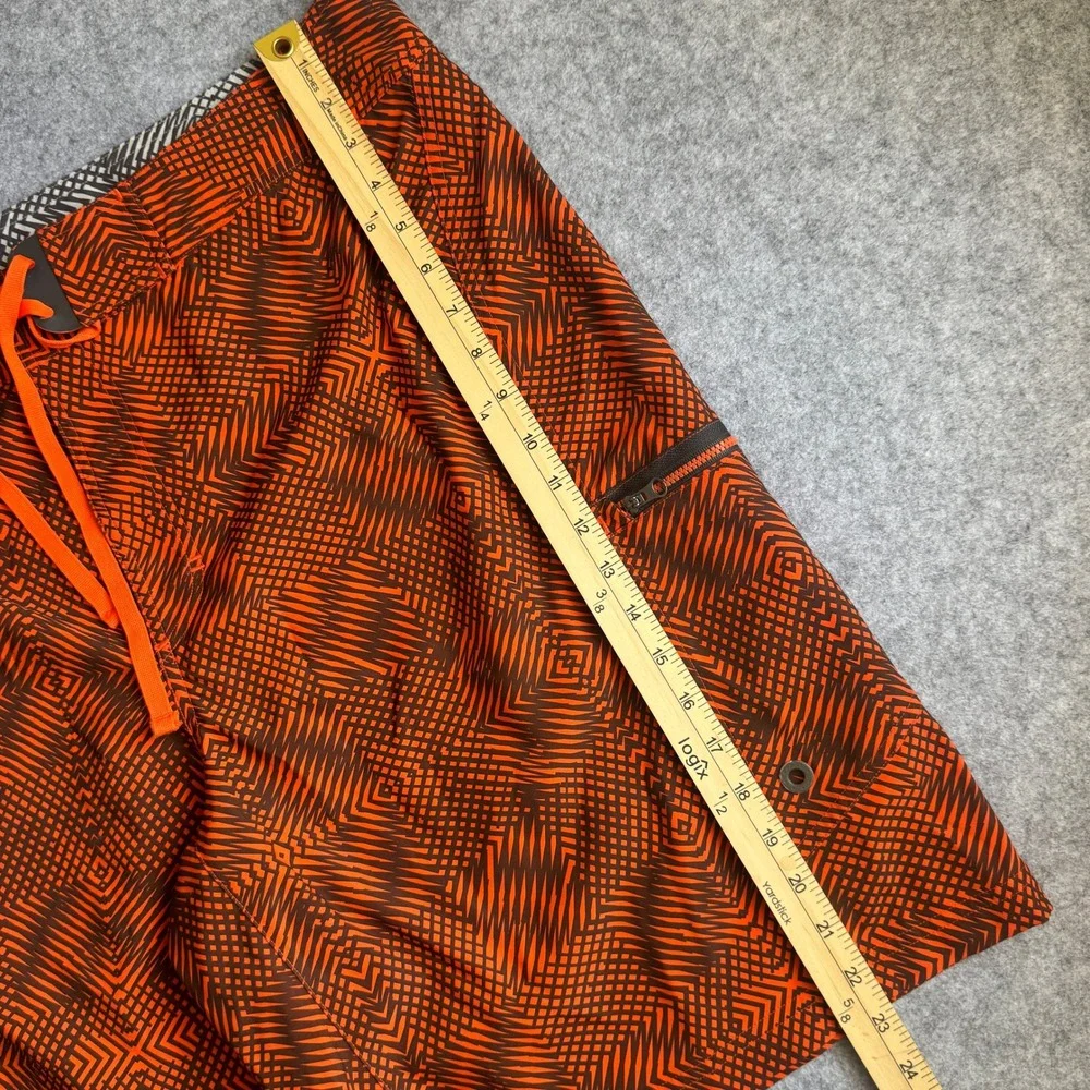 Under Armour Mens 40 Board Shorts Orange Brown Geometric Swim Trunks Pocket UA